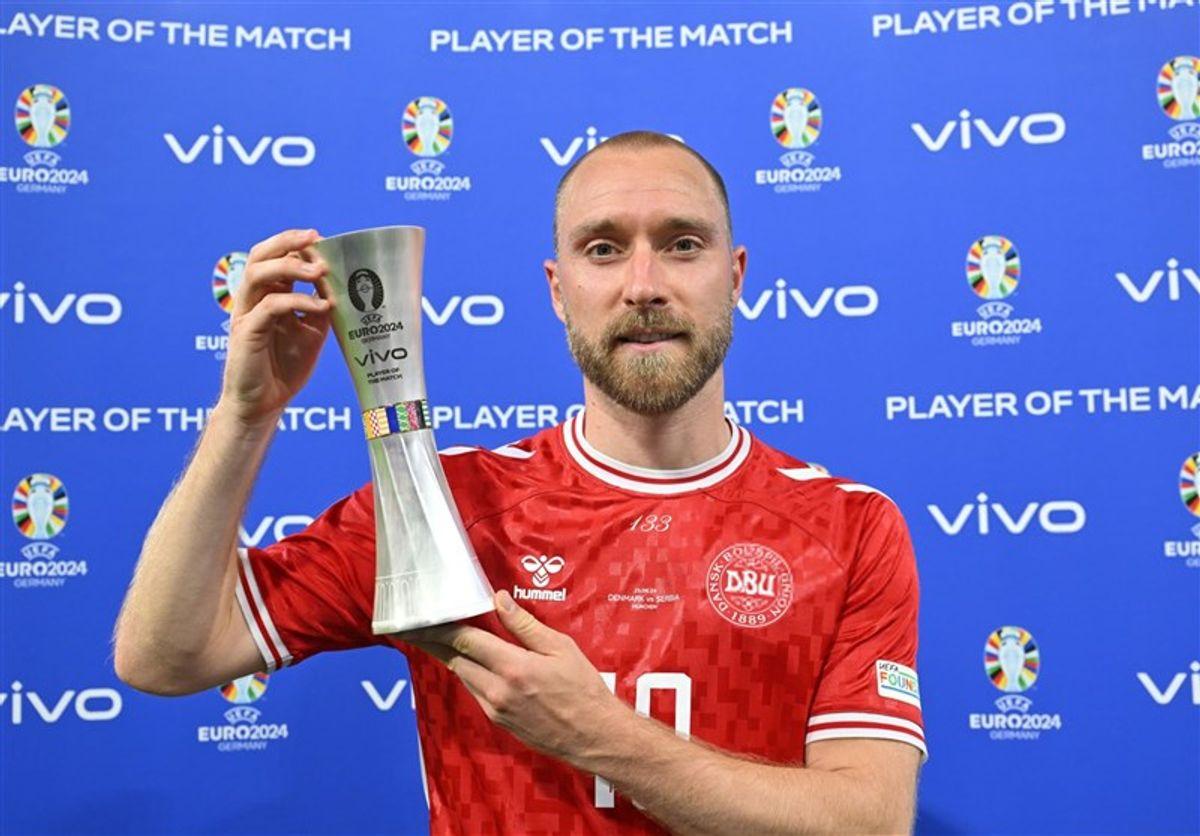 اریکسن بهترین بازیکن دیدار دانمارک - صربستان لقب گرفت