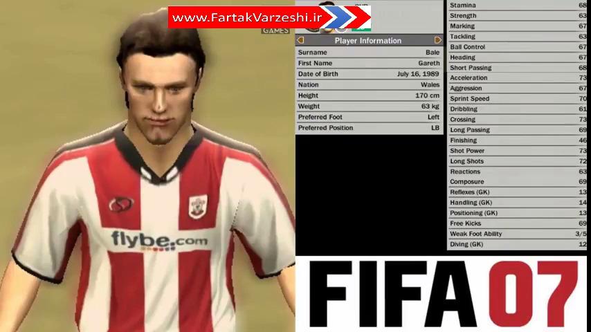 مقایسه چهره گرت بیل در 07 FIFA تا FIFA 18+فیلم