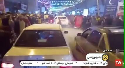 جشن و پایکوبی مردم در خیابان‌های قائمشهر پس از صعود نساجی+فیلم